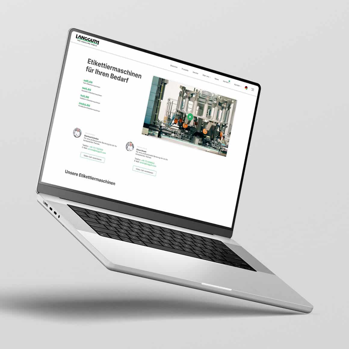 Website von Langguth auf einem Laptop dargestellt